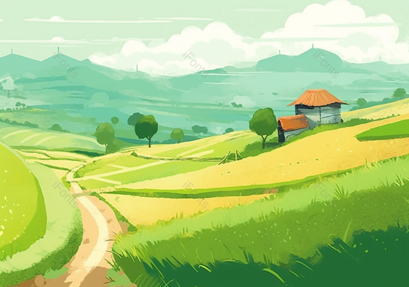 绿色原野风景手绘背景,插画/手绘图,插画/手绘图库,插画/手绘图下载,插画/手绘